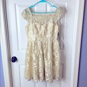 *NEW* Gold Lulus Fit & Flare Dress